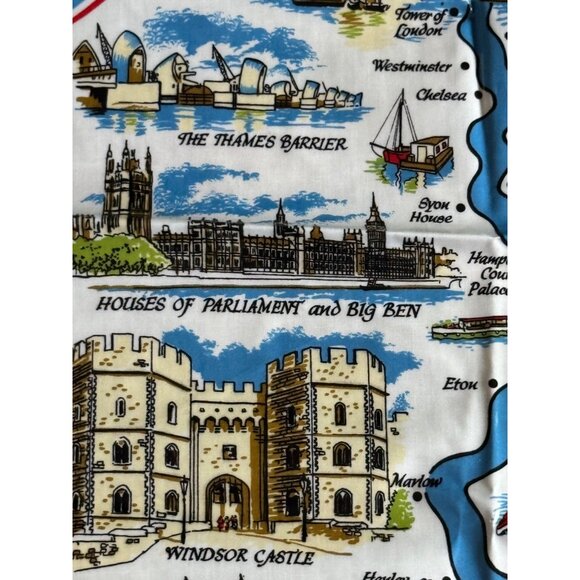 London River Thames Souvenir Apron With Iconic Landmarks Print & Adjustable Ties - Picture 4 of 9